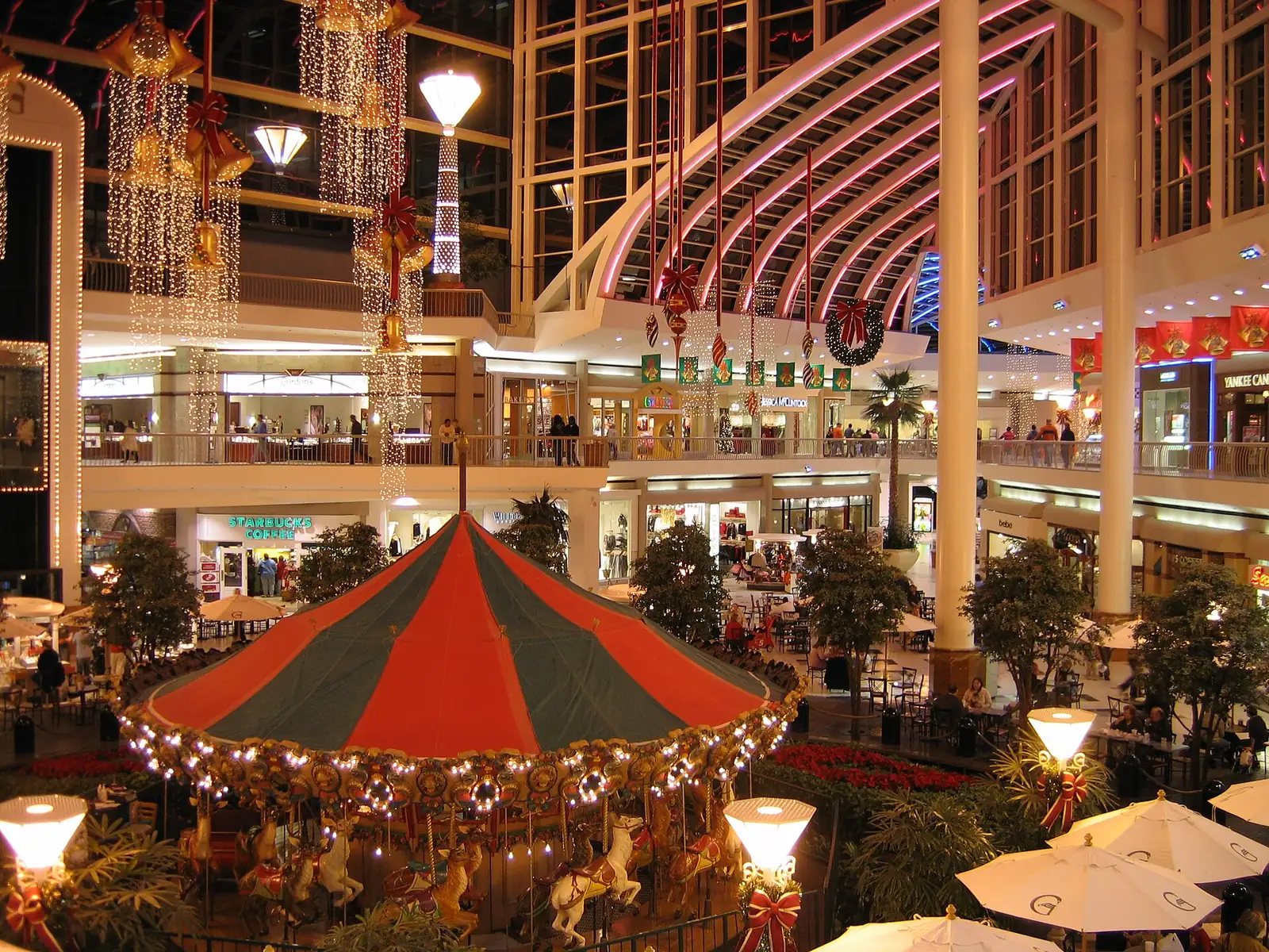 Christmas lights, garlands and the carousel inside the Riverchase Galleria in Hoover.