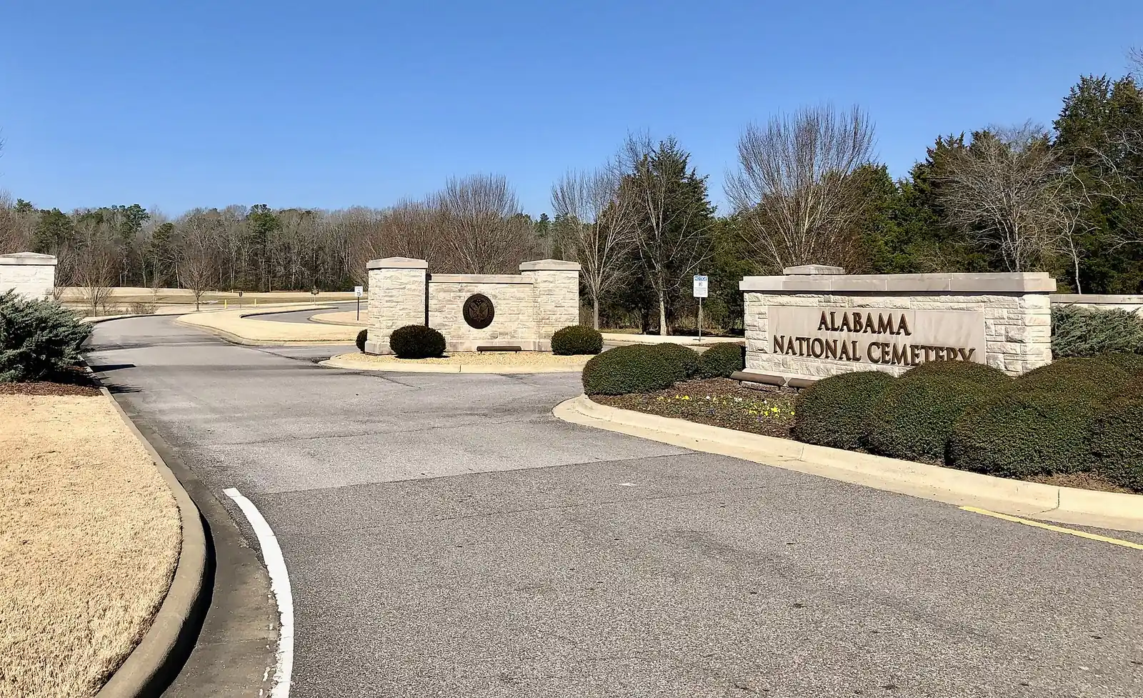 The entrance to the Alabama National Cemetery on Highway 119 near Montevallo.